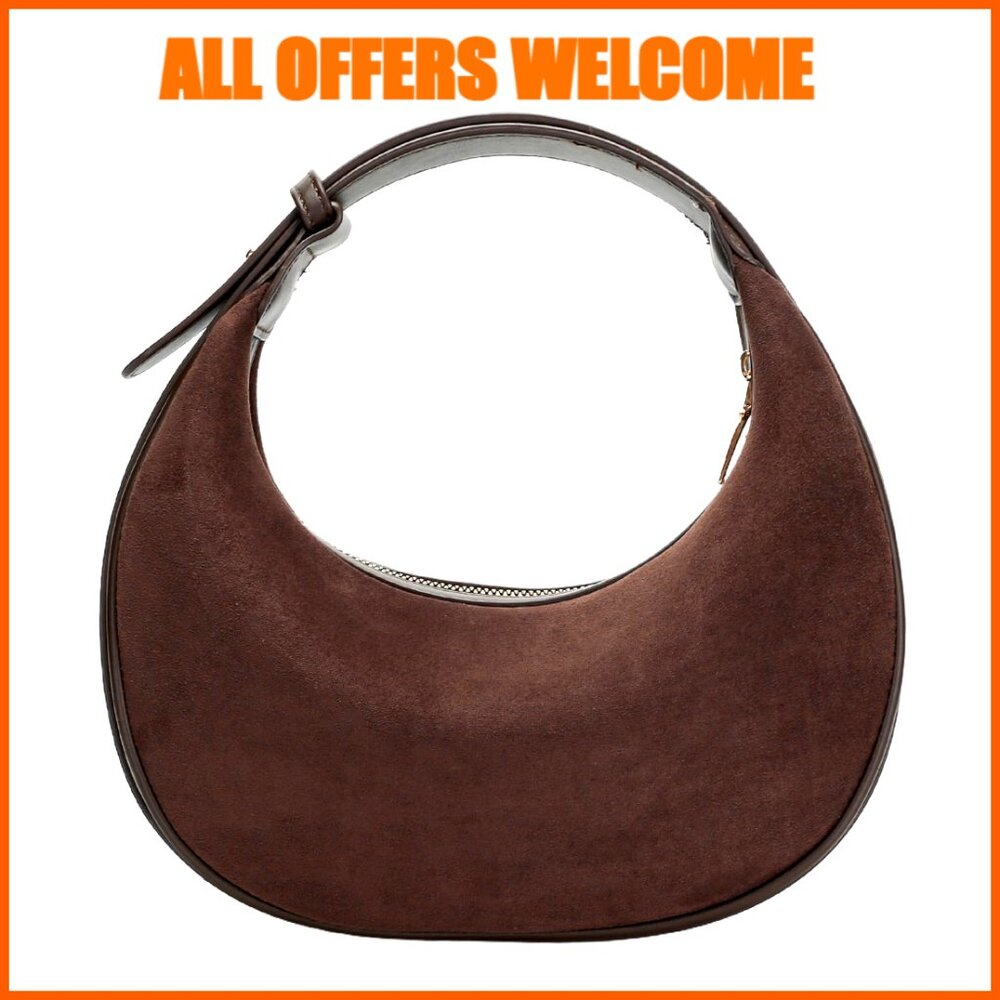 Faux Suede Hobo Bag with Adjustable Strap, Crossbody Shoulder Purse - Picture 1 of 7